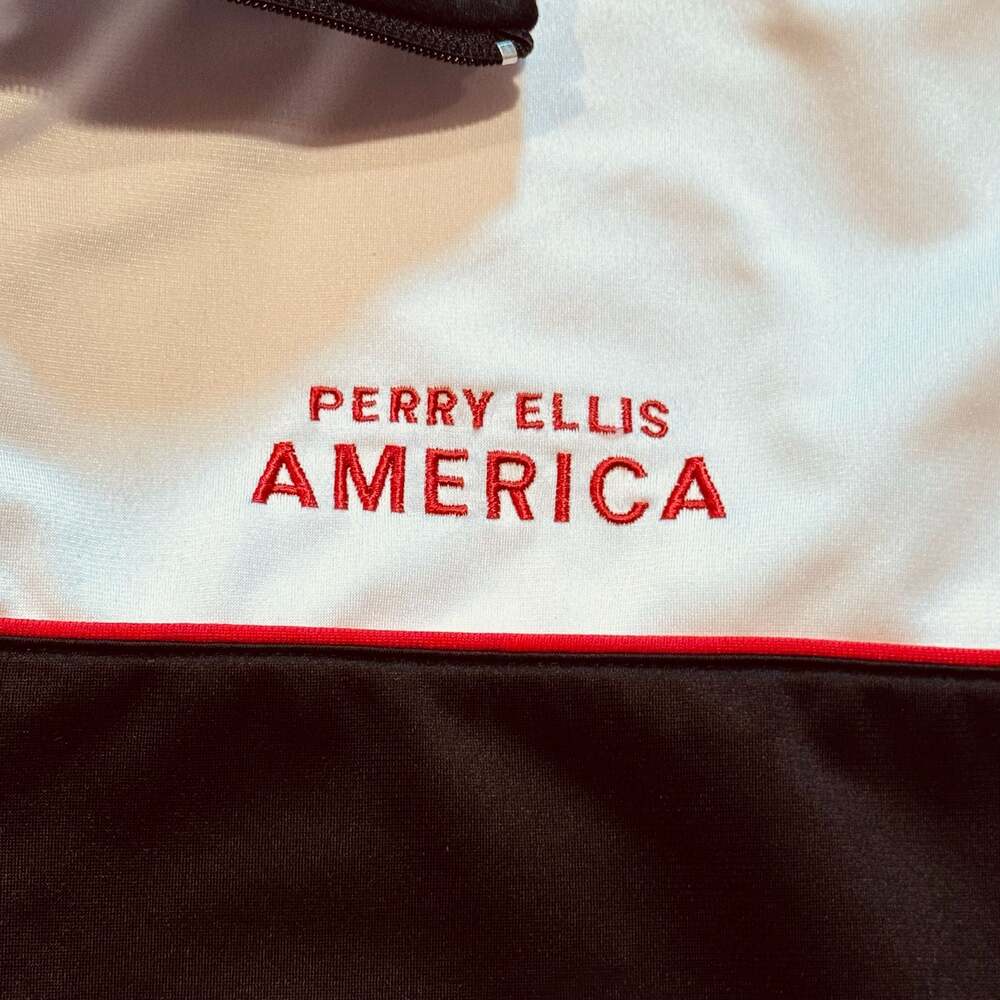 Perry Ellis America Active Track Jacket Men’s XL Full Zip Black White Red Ret